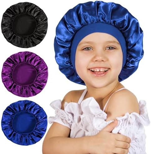 3 Pcs Kids Bonnets for Girls, Satin Silk Hair Bonnet for Sleeping by choshion