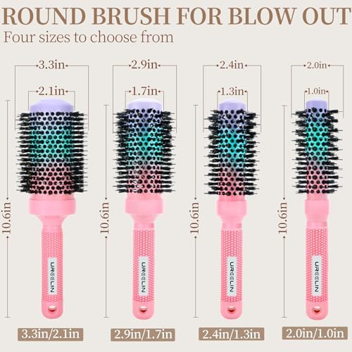 UREELIN Round Brush for Blow Out - 2.1 Inch Large Nano Thermal Ceramic & Ionic with Boar Bristles - Salon Blow Drying Hair Brush for Drying,Volumizing, Curling, Shine & Smooth Styling - Image 6
