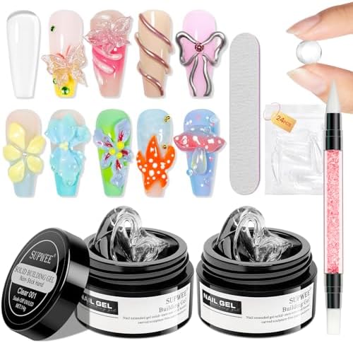 Clear 3D Sculpting Gel Non-Stick Hand Solid Builder Gel for Nails by SUPWEE
