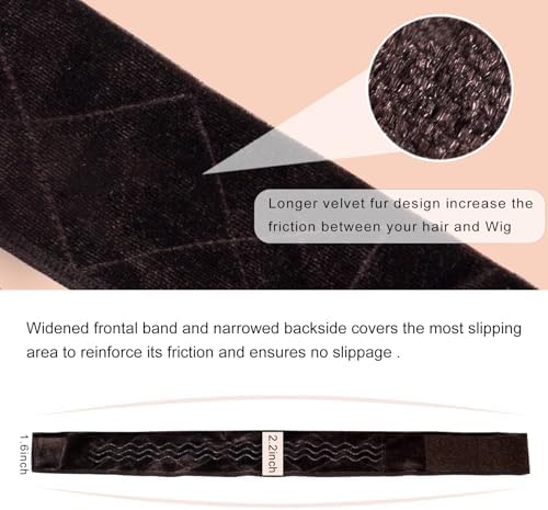 Wig Grip Band Flexible Velvet Scarf Adjustable Comfort Band Headband Wig Comfort Non-Slip Adjustable Fasten Wig Bands with Wavy Silicone (Dark Brown) - Image 5