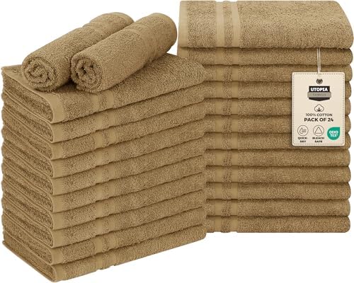 Utopia Towels Bleach Proof Salon Towels, Pack of 24, 16x27 in, Camel by UTOPIATOWELS