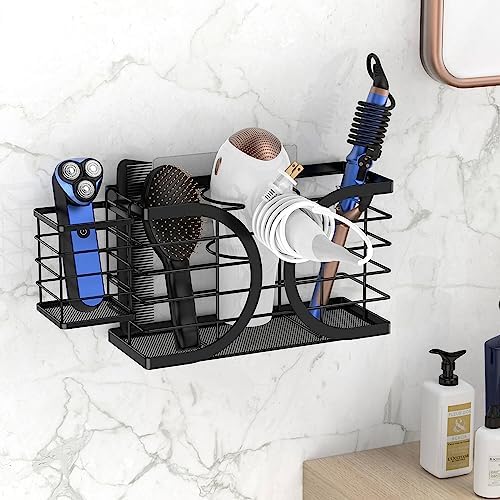Hair Dryer Holder 3in1 Hair Tool Organizer/Wall Mounted,Cabinet Door or Desk-based Blow Dryer Holder/Height-adjustable Curling Iron Holder/Bathroom Cabinet Organizer for Flat Irons - Image 2