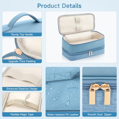 Travel Hair Dryer Case for Shark Flexstyle, Double-Layer Carrying Case for Shark Flex Style Blow Dryer, Portable Hair Tools Storage Organizer Bag for Shark Beauty Hairdryer Attchments (Misty Blue) - Image 4