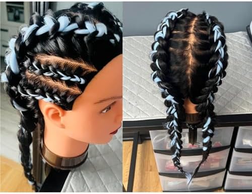 Hairingrid 26"-28" Mannequin Head Hair Styling Training Head Manikin Cosmetology Doll Head Synthetic Fiber Hair and Free Clamp Holder (Black-) - Image 6