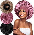 3PCS Extra Large Satin Bonnets for Sleeping, Hair Bonnets for Black Women Braids Curly Hair, C by Heniho