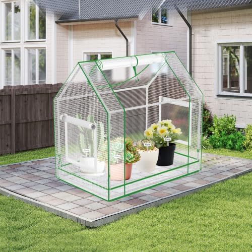 Mini Greenhouse Indoor with Waterproof PE Bottom Mat, 27.5x19.6x27.1in Tabletop Greenhouse for Seed Starting, Portable Small Greenhouse for Outdoors, Multi-Window Design & 4 304 Stainless Steel Labels - Image 7