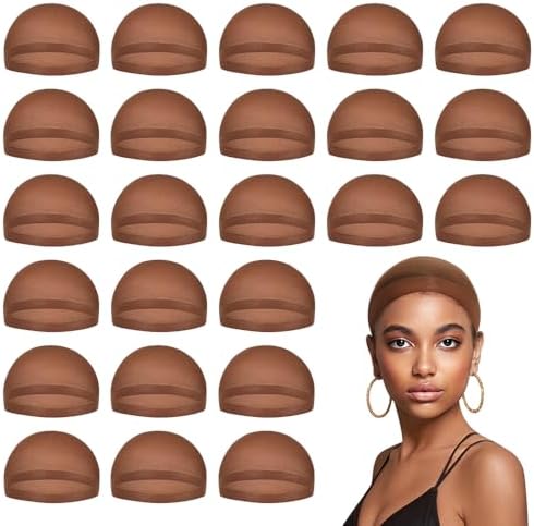 Dark Brown Wig Caps for Women, Stocking Cap for Lace Front, 24 PCS by MYKURS