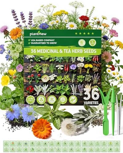 36 Medicinal Herb Seeds Variety Pack, Non-GMO Herbal Tea Garden Seeds by PLANTMEW