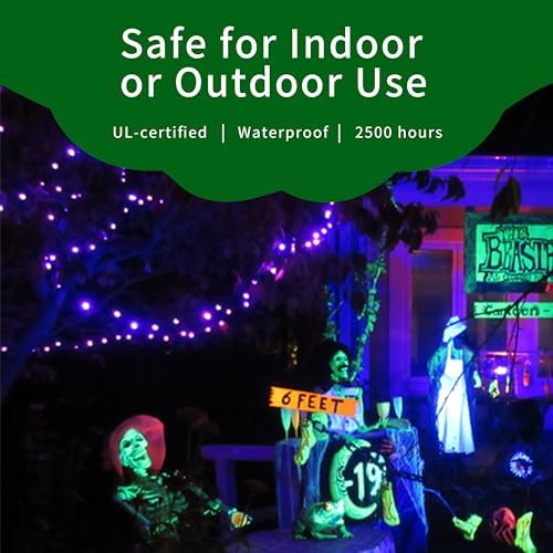 Ultra-Bright Connects End to End Purple Christmas Mini Lights 300L 63.8Ft(2Sets-Each 150L)UL Listed Incandescent Bulb String Light for Indoor Outdoor Halloween Home Garden Party Tree Decor - Image 5