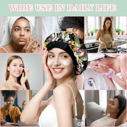 Satin Hair Braid Bonnet for Sleeping Double Layer Tie Band Elastic Wide Soft Silk Lined Nightcap Women Girls Cute - Image 7