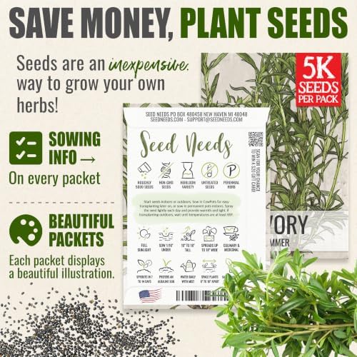Seed Needs Summer Savory Seeds to Plant Non-GMO & Heirloom Herbs XL Pack - Image 3