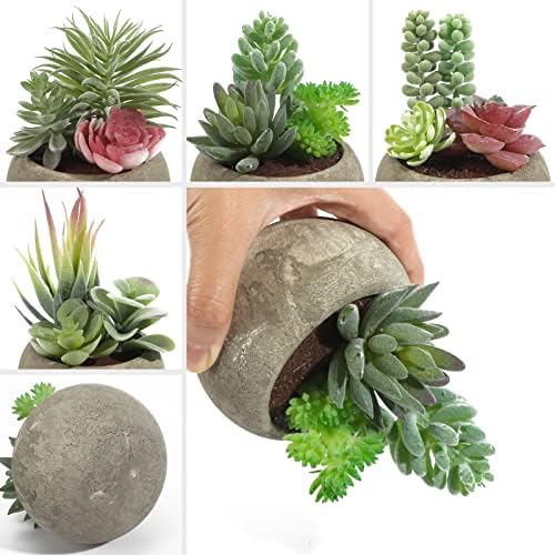 Succulents Plants Artificial 4 Pack, Mini Fake Succulents in Pots, Assorted Small Faux Succulent Decorative for Living Room Home Office Decor - Image 4