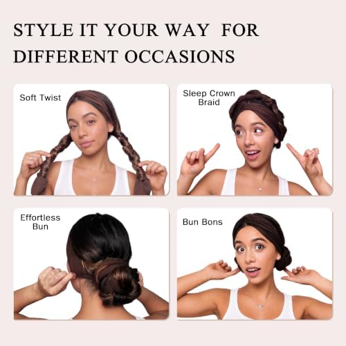 2-in-1 Heatless Curling Headband for Women & Flexible Curling Rods for Heatless Curls Overnight Heatless Hair Curlers No Heat Damage, Stretchy Fabric Headbands for Curly Long Hair, Sleep Gym Workout - Image 4