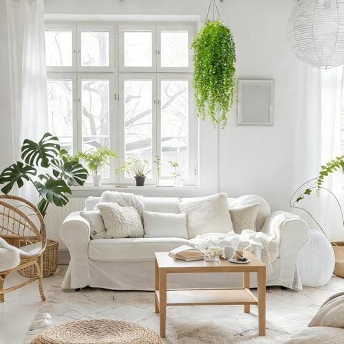 4 Pack Fake Hanging Plants, 38" Artificial Hanging Eucalyptus Plants Greenery Vines UV Resistant Faux Trailing Plants for Indoor Outdoor Wall Shelf Porch Boho Home Patio Decor(4PCS Green) - Image 4