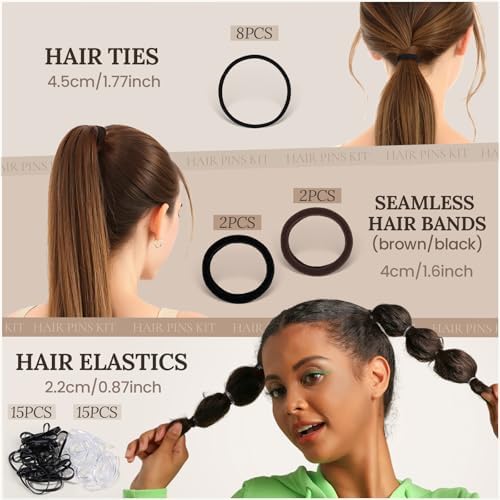 Teenitor 163psc Hair Accessories Kit, Bobby Pins Hair Pins Hair Net Hair Clips and Hair Ties Hair Bands, Hair Kit for Dances Ballet Competition with Hair Accessories Organizer - Image 6