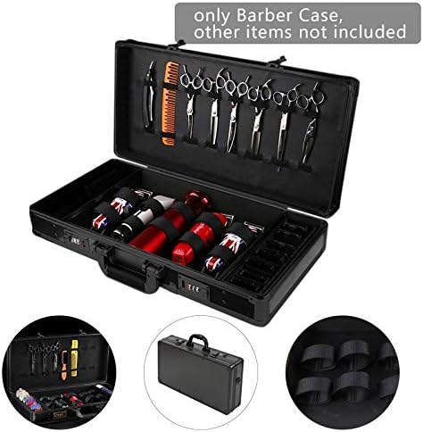 Carrying Case Scissors Storage with lock Portable Shears Clippers Trimmers Supplies Travel Barber Tool Organizer Box（All Black - Image 5