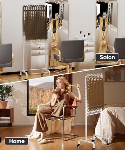 150 Pegs Braiding Hair Rack, Adjustable Hair Separator Stand with Wheels, Hair Extension Holder for Hair Stylists, Braiders, Home, Salon, Beauty School, White - Image 6
