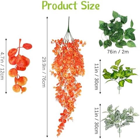 Reptile Plants for Terrarium Hanging Fake Leaves with Suction Cup - Image 2