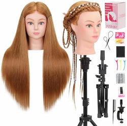 28" 80% Human Hair Mannequin Head, Tripod & Tools Cosmetology Practice Set by YODIDI