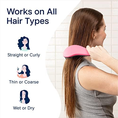 Crave Naturals Glide Thru Hair Brush - Detangler Brush for Curly, Straight, Wet or Dry Hair - Gentle Detangling Brushes for Adults, Kids, Toddlers - Hair Accessories for Women, 7.5x3" - Pink - Image 4