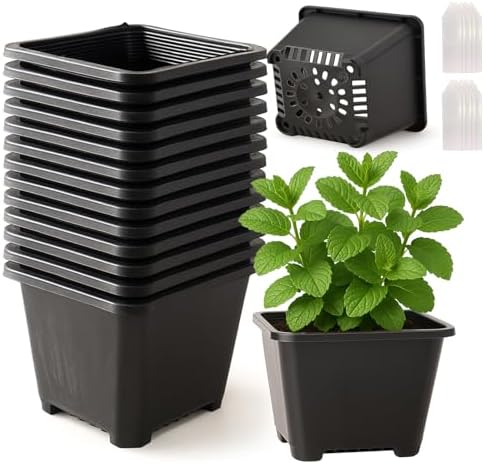 25 Packs Square Nursery Pots for Plants 3.5 Inch Seedling Pots with Holes by Unknown