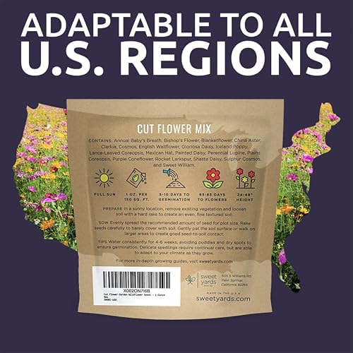 Cut Flower Garden Seeds - Extra Large 1 Ounce Packet - Over 7,500 Fresh Open Pollinated Non-GMO Wildflower Seeds - Long Lasting Annuals and Perennials with Bright Colors - Image 7