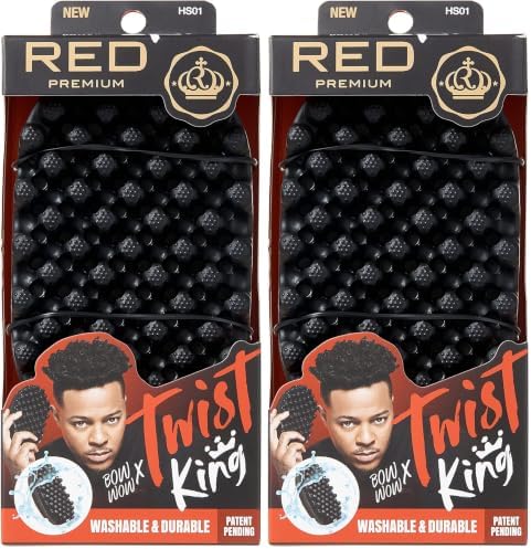 Red by Kiss Bowwow Twist King Premium Luxury Twist Styler Comb Brush, Durable Washable Alternative for Sponge for Barbers and Daily Use, Ideal for Afro, Curly, Coiled, 4C Hair (Pack of 2) by REDbyKISS