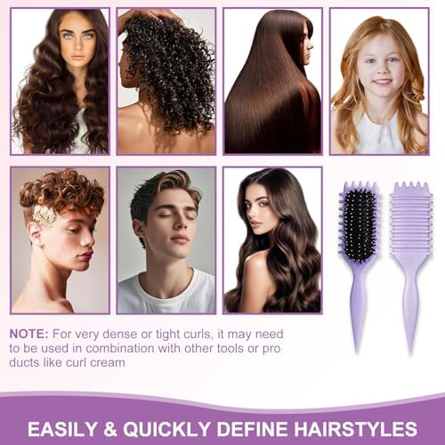 Curly Hair Brush, Curl Defining Brushes, Styling Brush for Curly Hair, Shaping and Defining Curls Brushes for Women (Purple) - Image 6