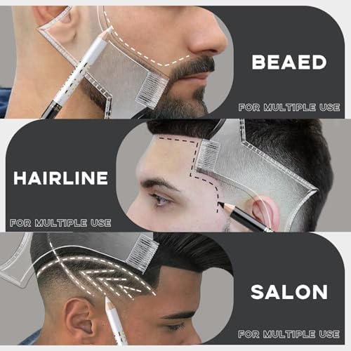 Noerrors Barber Pencil for Lineup Magic Hairline Enhancement Beard Guide Shaping Pencils for Design Razor Trace Black White Barber Chalk Pencils Set with Sharpener Ruler Brush for Men - Image 5
