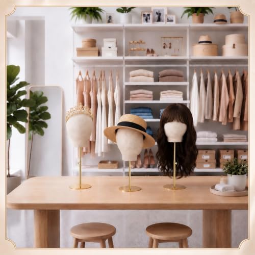 Sintuff 2 Pack Wig Head Stand 22 in Canvas Mannequin Adjustable Metal Base - Image 6