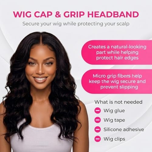 Max Wig Grip Cap, 11x5 Glueless Wig Cap with Grip Band, Non Slip Adjustable Wig Caps with Reusable HD Lace for Lace Front Wigs, Brown - Image 5