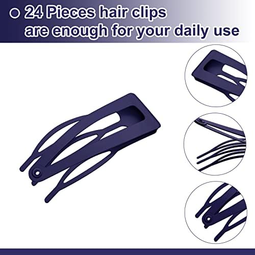 Chinco Navy Blue 24 Pcs Double Grip Hair Metal Snap Clips,2 Inch - Image 7