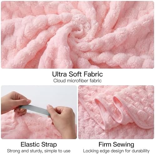 3 Pack Microfiber Hair Towels for Women 24 x 42 Inch Super Soft Absorbent & Quick Dry Towel Wrap for Long, Short, Curly, Thick Hair- Anti-frizz Turbans(Pink, Light Blue, Light Gray) - Image 4