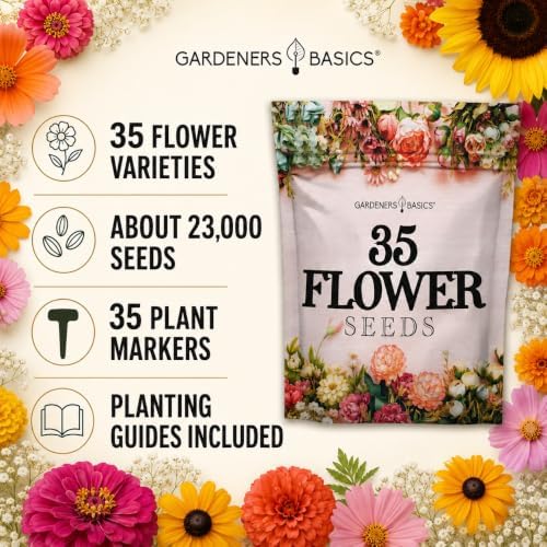Gardeners Basics 35 Variety Heirloom Flower Seeds for Planting Outdoors - Image 2