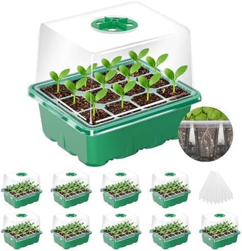 MIXC 10 Pack Seed Starter Tray, 120 Cell Stater Kit with Elevated Lid Green by MIXC