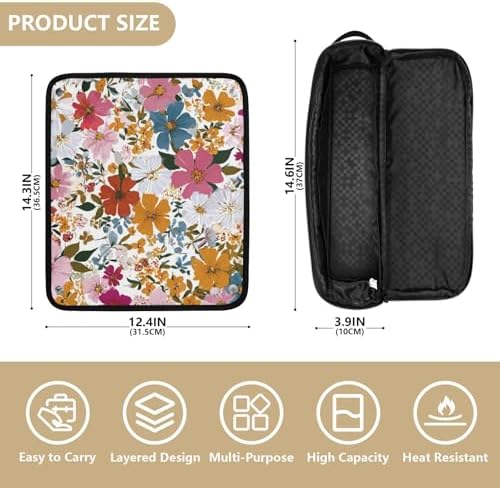 Hair Tools Travel Bag with Heat Resistant Mat 2-in-1 Hot Tools Travel Bag Organizer Flat Curling Iron Travel Case for Straightener Colorful Flowers - Image 4
