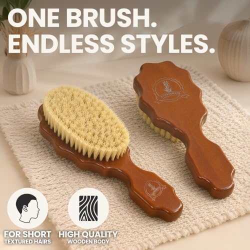Kosher 360 Wave Brush for Men, Vegan Agave Bristle Hair Brush, Hard Medium Wave for Curly Coarse Wavy Hair, Ash Wood Handle, Wet and Dry Use - Image 2