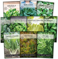 Sow Right Seeds - Large Greens Seed Collection for Planting - Spinach, Arugula, Kale, Lettuce, Tat SOI, Pak Choi and Rainbow Swiss Chard - Non-GMO Heirloom - Plant and Grow a Home Vegetable Garden by SowRightSeeds