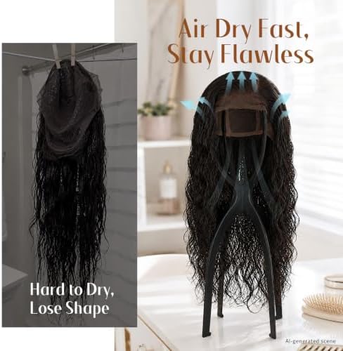 Dreamlover Tall Wig Stand for Long Wigs, Wig Drying Stand, Black, 2 Packs - Image 4