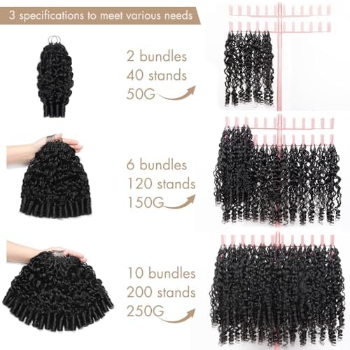 Burmese Curly Crochet Human Hair 20inch 150g Knotless Pre-Separated 120 Strands Feather Human Crochet Hair Lightweight Reusable Real Hair Extensions With Spiral Curl for Women Natural Black - Image 2