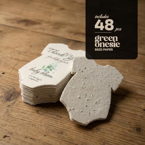 48 Green Onesie-Shaped Gift Wrap Tags with Wildflower Seeds - Image 2
