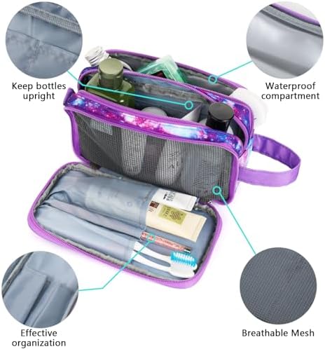 Galaxy-Purple Travel Toiletry Bag, Waterproof Hanging Wash Bag Toiletries for Girls, Kid - Image 3