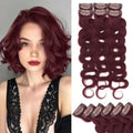 Rich Choices Short Clip In Hair Extension Real Human Hair-Wave/Curled 6 Pcs Single Clip Hairs Extension for Women-100% Remy Hairs Mini Clip ins Hairpieces for Thin Hairs-10 Inches #99J Burgundy Red by RichChoices