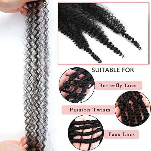 30 Inch Pre-Separated Springy Afro Twist Hair 8 Packs Black Pre-Fluffy Natural Curls are Perfect for Marley Crochet Hair Suitable for Black Women (1B#, 30 Inch (Pack of 8)) - Image 4