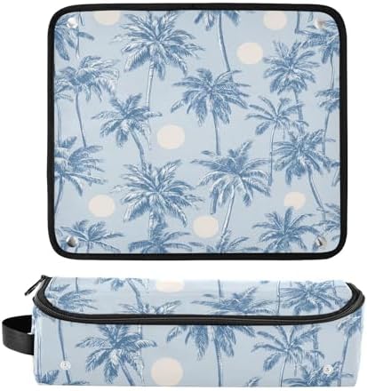 Hair Tools Travel Bag with Heat Resistant Mat Detachable 2-in-1 Curling Iron Travel Case Hot Tools Organizer for Straightener Flat Iron Light Blue Palm Trees and Sun - Image 3