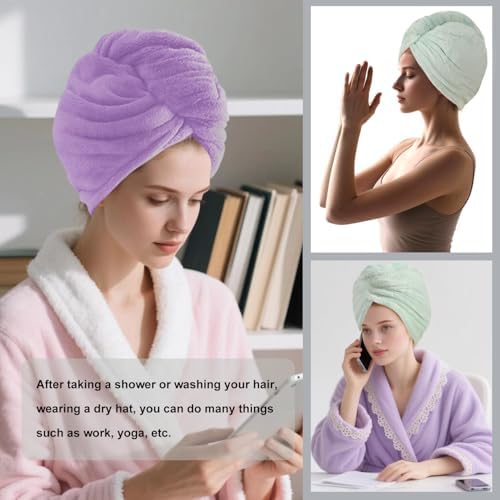 Microfiber Hair Drying Towel Wrap,Hair Turbans Towel for Wet Hair - Image 7