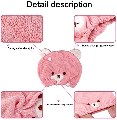 Lamoutor 3Pcs Hair Drying Towel for Kids Girls Soft Absorbent Kids Dry Hair Cap Kids Hair Towel Wrap Head Towel Wraps for Kids - Image 4