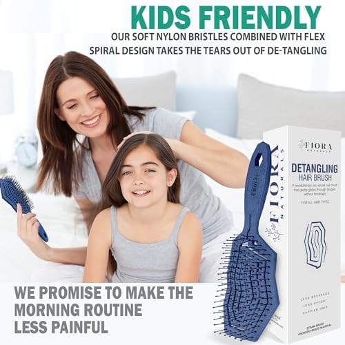 Fiora Naturals Detangling Hair Brush for Women, Detangler Hair Brush, Blue - Image 5