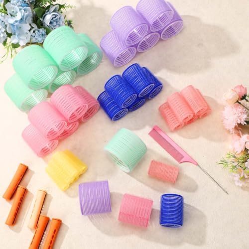 Syhood 36 Pcs Nylon Hair Roller Curler, Multisize, Pastel - Image 4