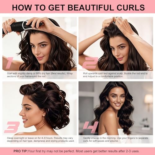 Heatless Curls Overnight Hair Care Set - Jumbo Velvet Hair Curlers - Image 3